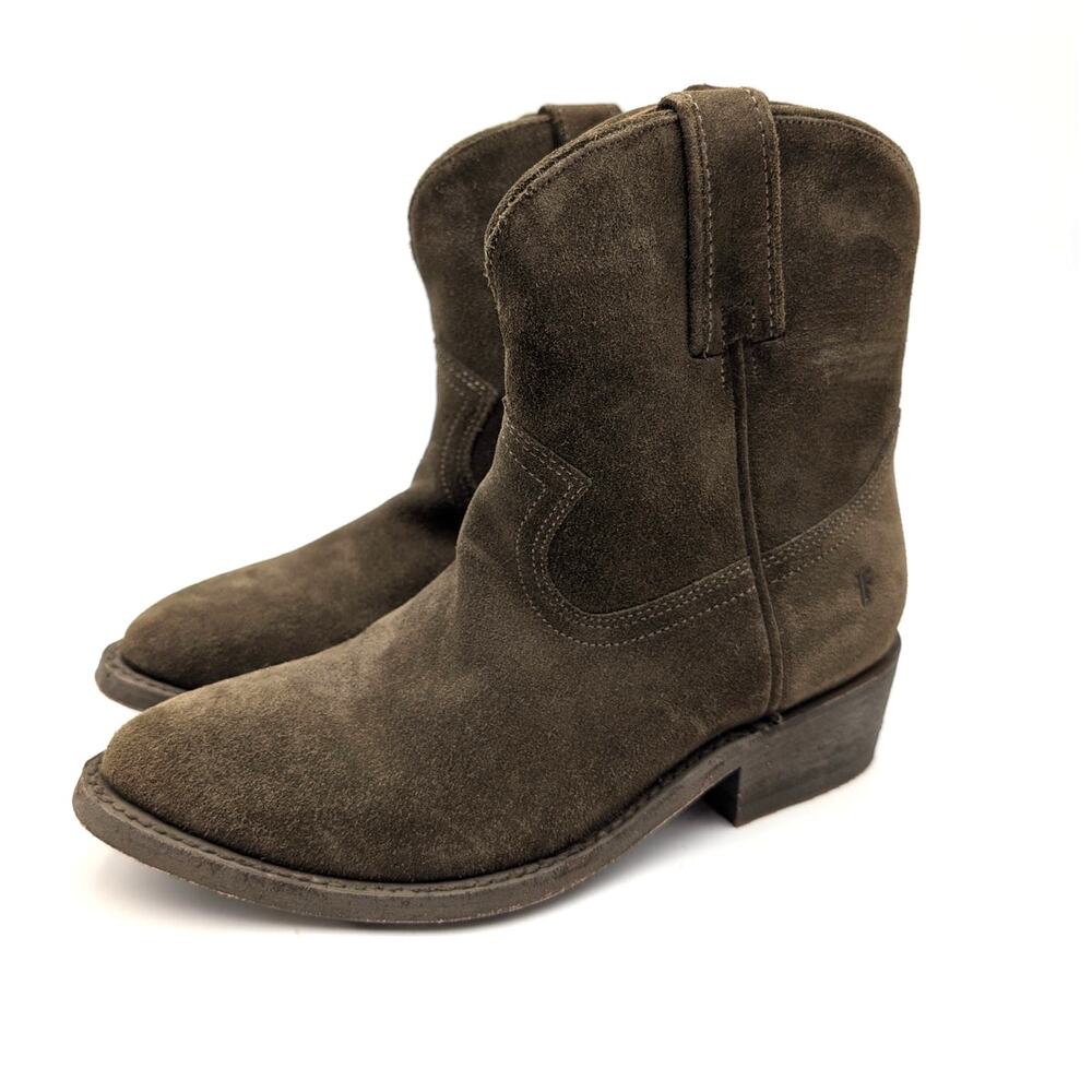 Frye Billy Short Block Heel Ankle Bootie Women's Moss Size US7B EU37.5